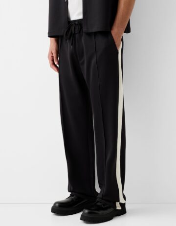 Interlock trousers with side stripes